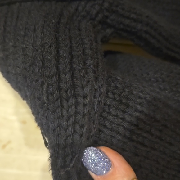 Pure Handknit Vintage Black Chunky Silver Accent Snap Collar Cardigan - Picture 13 of 15